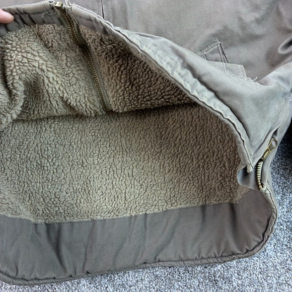 Berne Canvas Chore Jacket Mens L Brown Fleece Lined Hooded Barn Carhartt Style - Picture 5 of 7